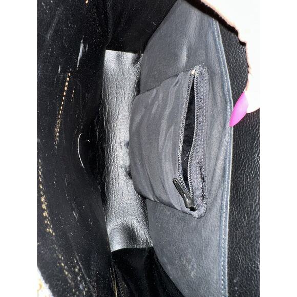 1992 Nina Arjani Leather 12x10" Shoulder Bag Cross Body Metallic Gold Snakeskin - Picture 6 of 16